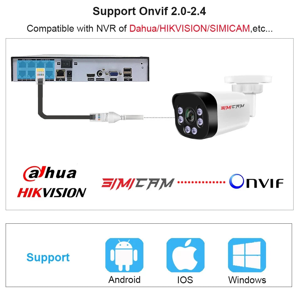 Caméra De Surveillance Bullet 4K Avec Vision Nocturne