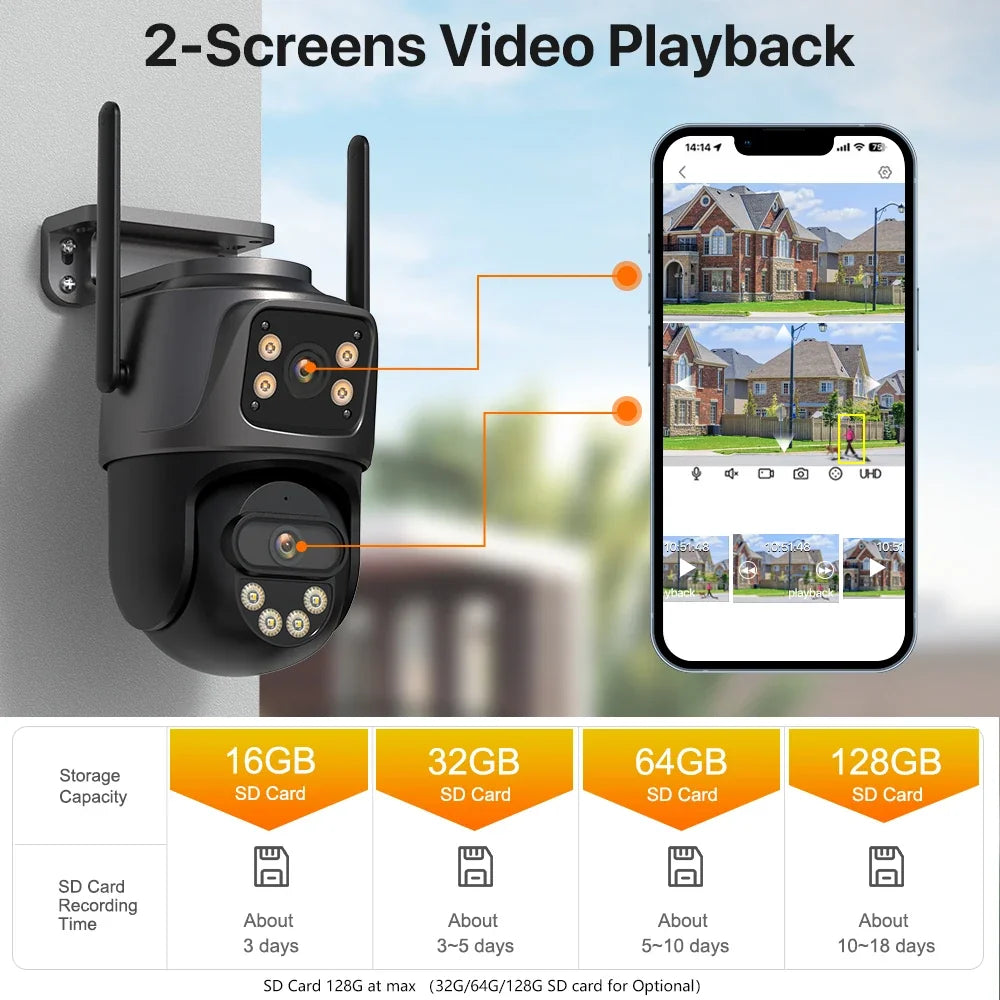 Caméra De Surveillance Double Objectif 4K Étanche Wi-Fi