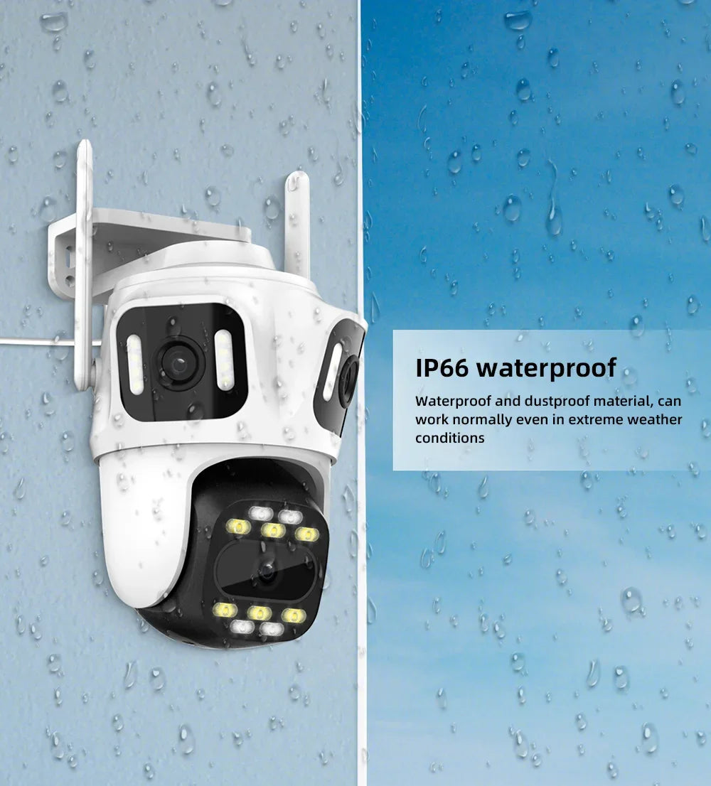 Caméra De Surveillance Extérieure PTZ Triple Objectif Wi-Fi