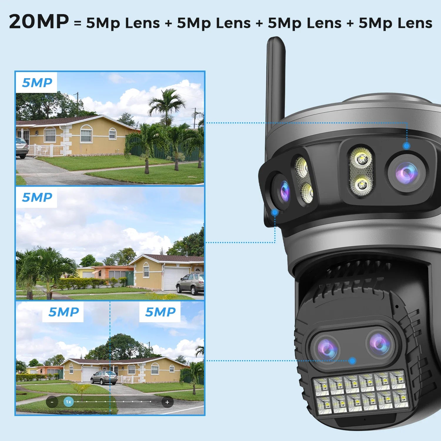 Caméra De Surveillance Extérieure PTZ WiFi 20MP