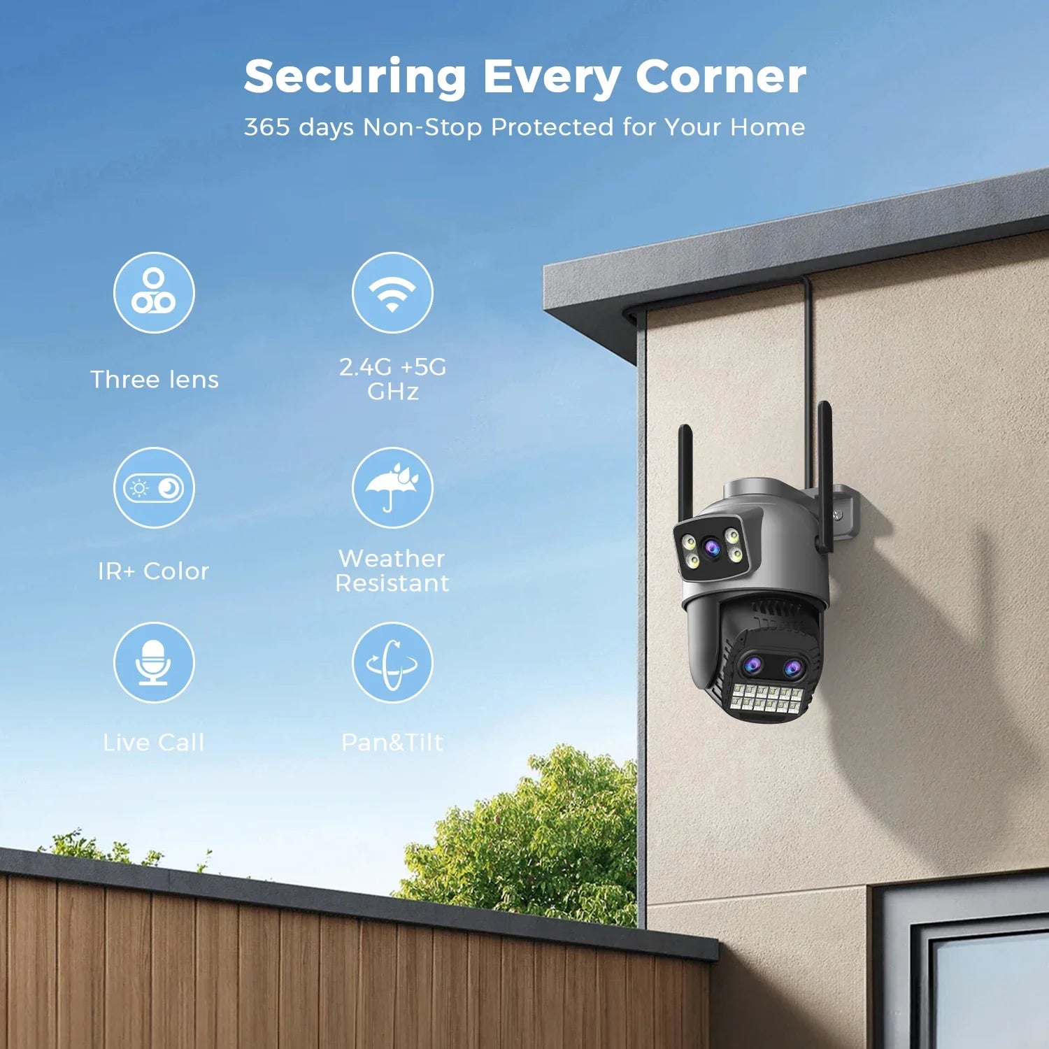 Caméra PTZ Extérieure Wi-Fi Double Écran 15MP